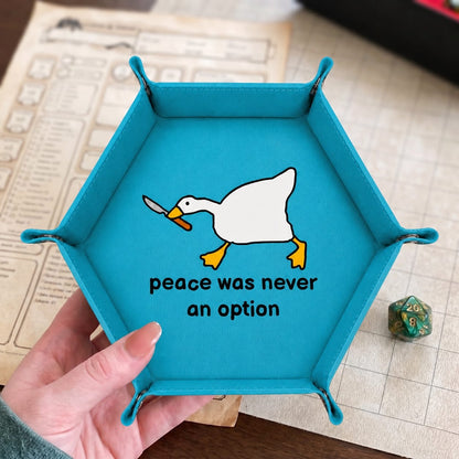 Peace Was Never An Option - DICE TRAY Peace Was Never An Option Dice Tray, Goose Dice Tray, Dungeons And Dragons Leather Dice Tray, Collapsable Dice Tray