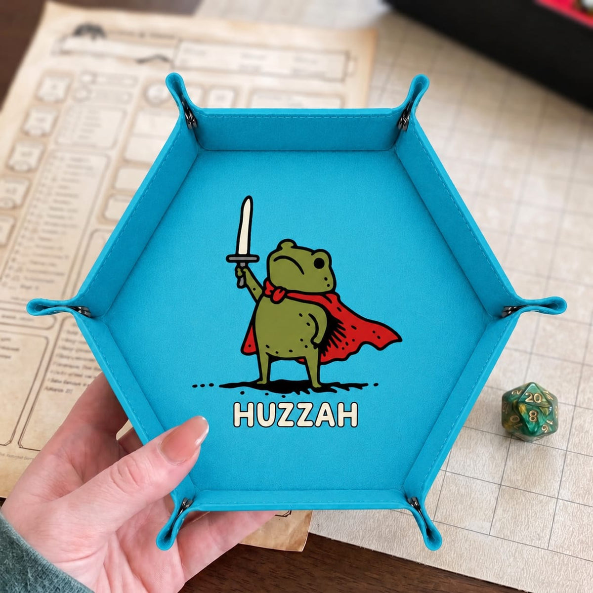 Huzzah Frog Knight - DICE TRAY Huzzah Frog Knight Dice Tray | Foldable PU Leather D&D Dice Tray