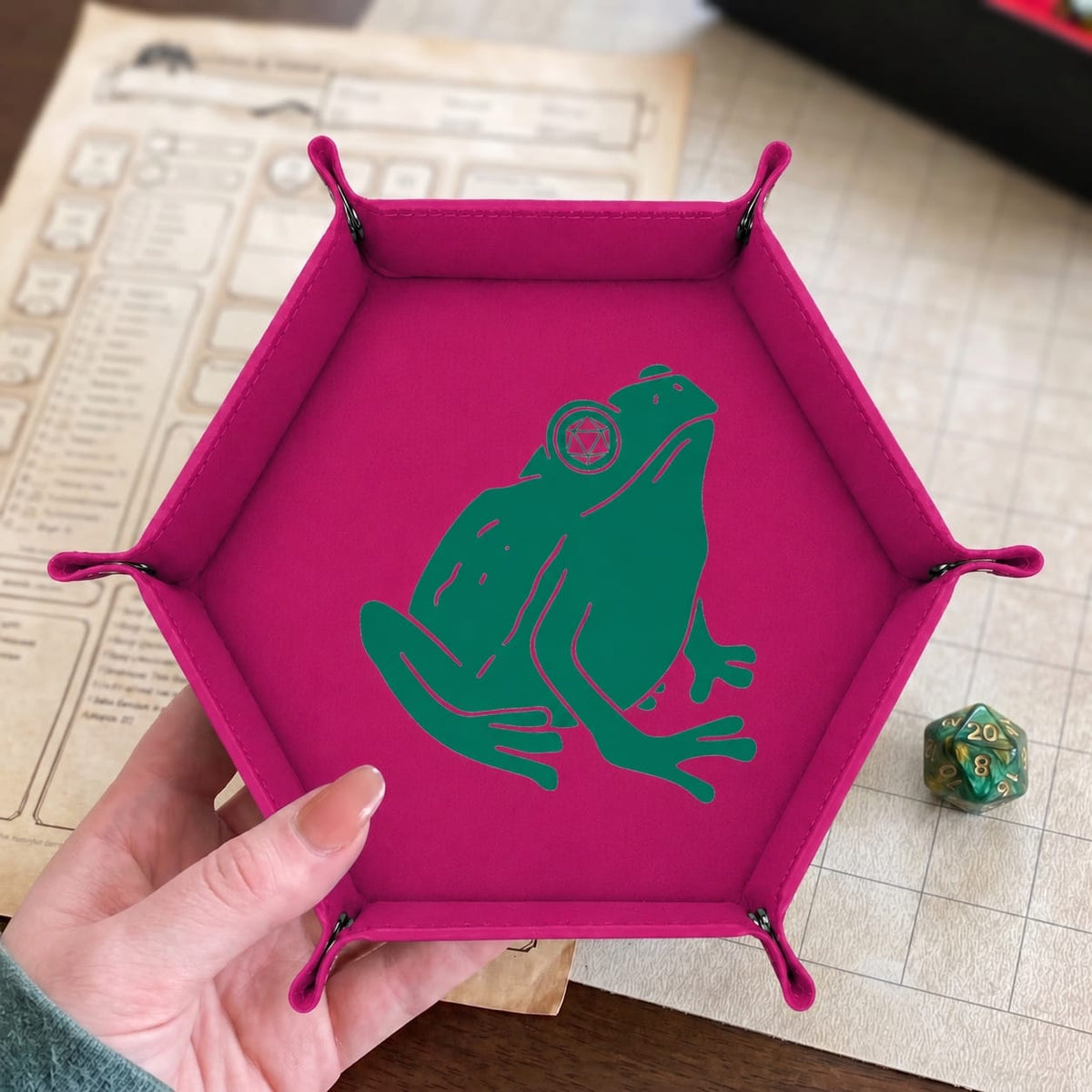Frog Gamer With D20 Headphones - DICE TRAY Frog Gamer D20 Dice Tray | Foldable PU Leather D&D Tray