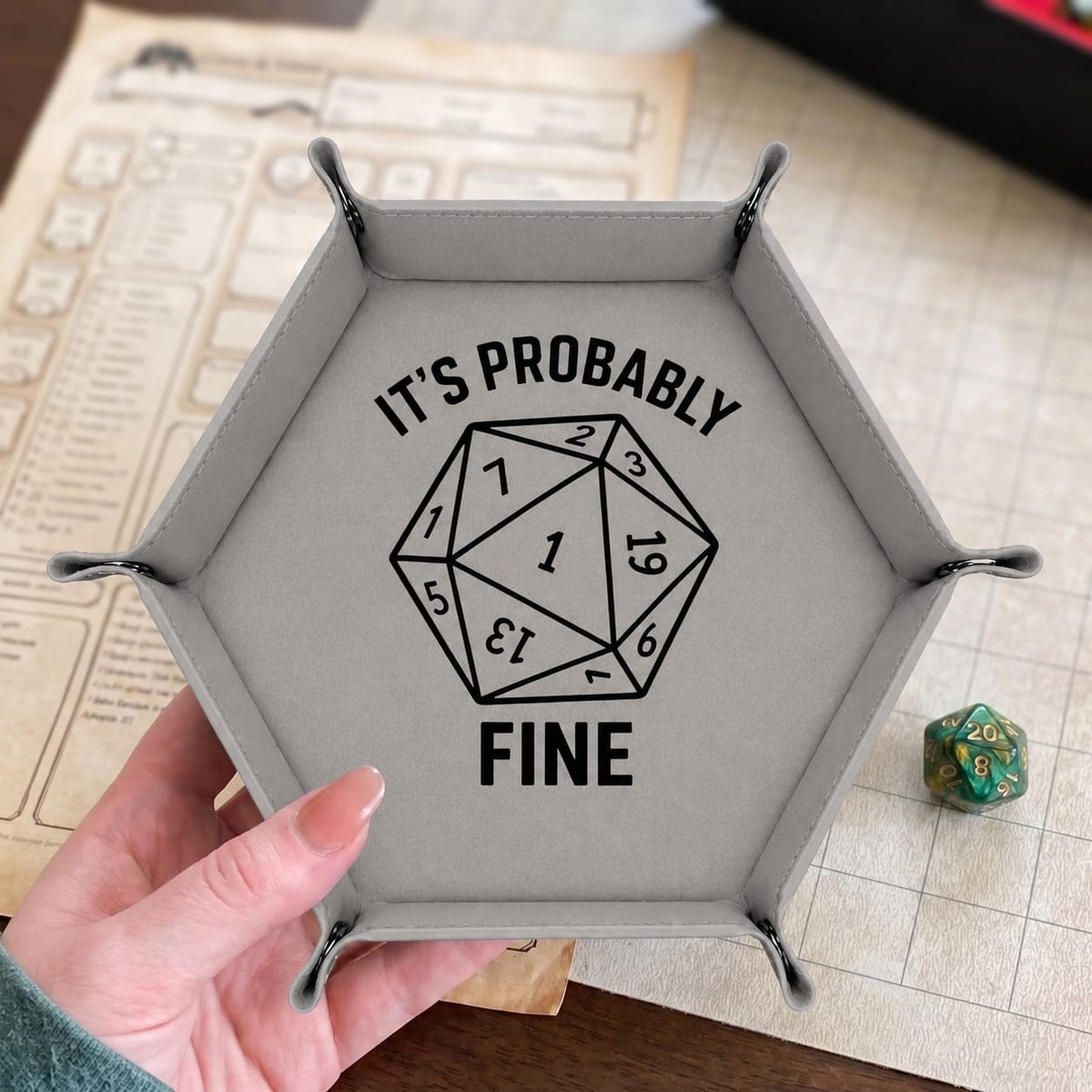 Natural One Probably Fine - DICE TRAY Natural One Dice Tray | Foldable PU Leather D&D Tray