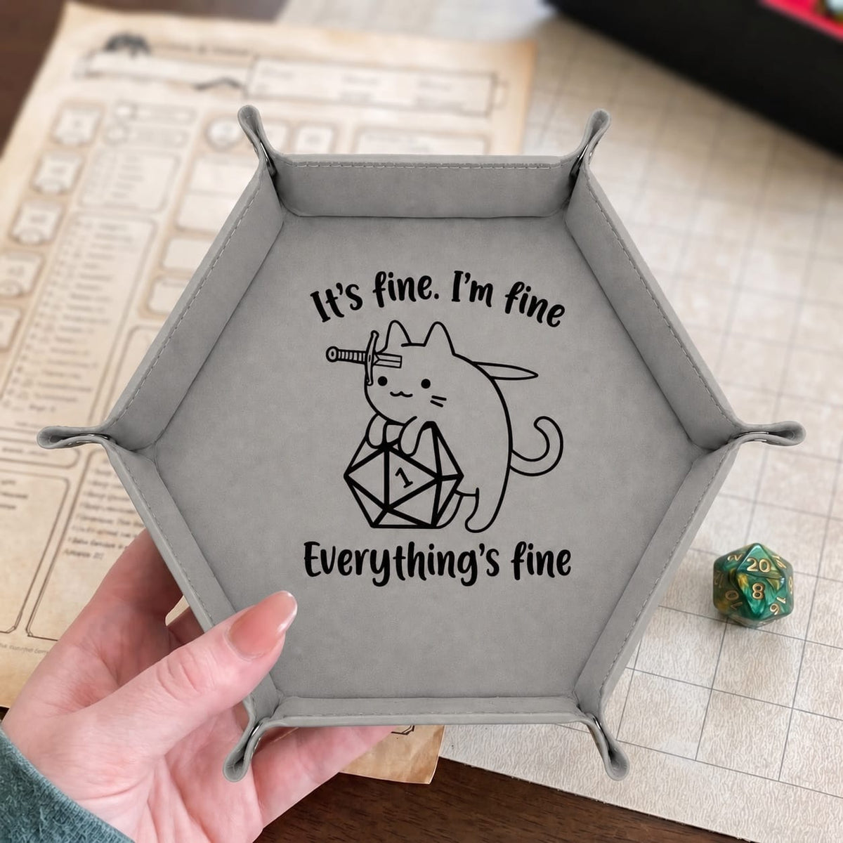 Critical Fail Cat - DICE TRAY Critical Fail Cat Dice Tray | Foldable PU Leather D&D Tray