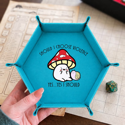 Mushroom Cat Chooses Violence - DICE TRAY Mushroom Cat Chooses Violence Dice Tray | Foldable PU Leather D&D Tray