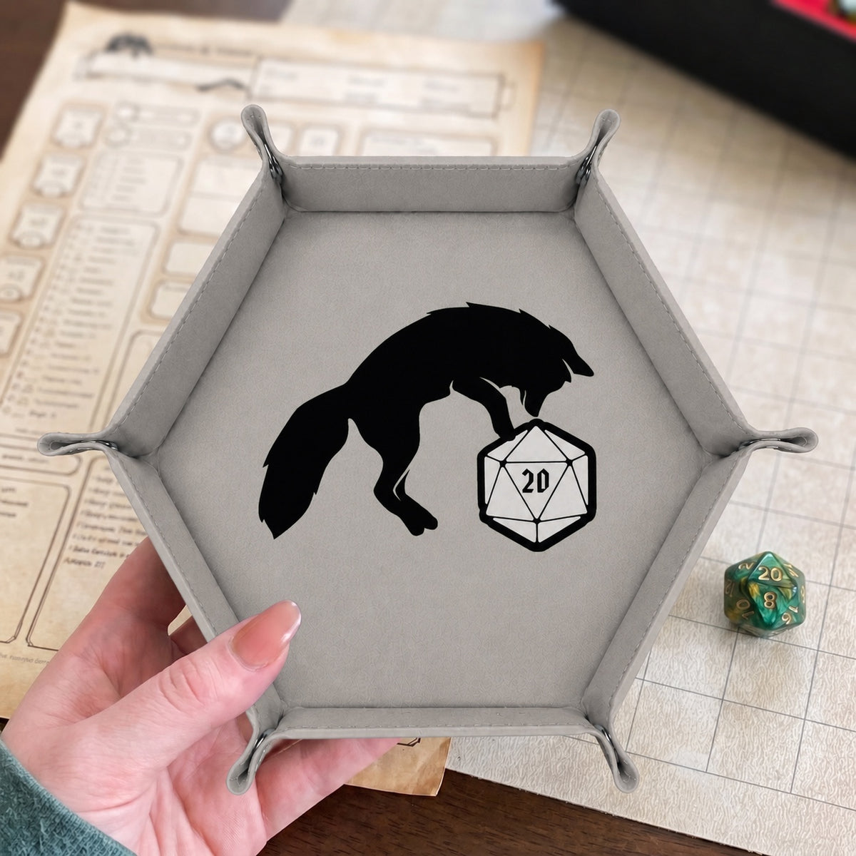 Curious Fox And D20 - DICE TRAY