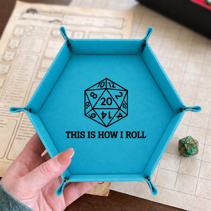 This Is How I Roll D20 Outline - DICE TRAY This Is How I Roll D20 Outline Dice Tray | Foldable PU Leather D&D Tra