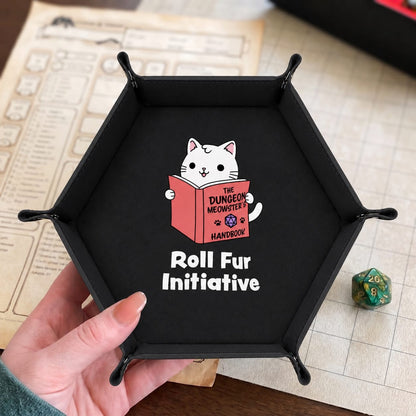 Cat Dungeon Meowster - DICE TRAY Cat Dungeon Meowster Dice Tray | Foldable PU Leather D&D Tray