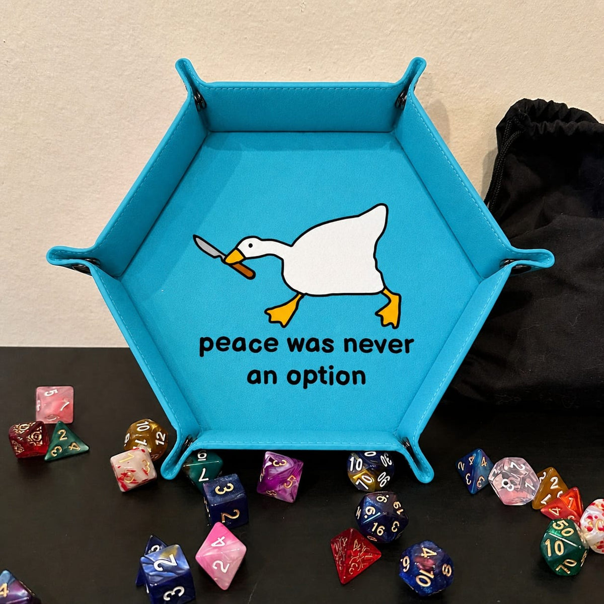 Peace Was Never An Option - DICE TRAY Peace Was Never An Option Dice Tray, Goose Dice Tray, Dungeons And Dragons Leather Dice Tray, Collapsable Dice Tray