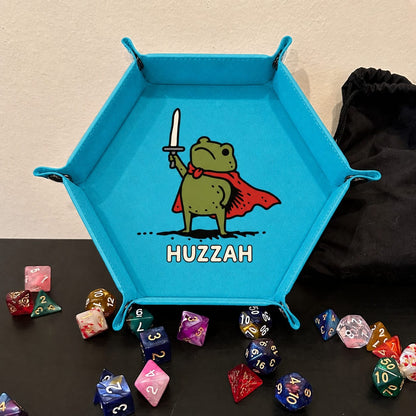 Huzzah Frog Knight - DICE TRAY Huzzah Frog Knight Dice Tray | Foldable PU Leather D&D Dice Tray