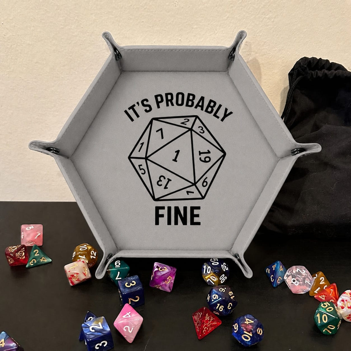 Natural One Probably Fine - DICE TRAY Natural One Dice Tray | Foldable PU Leather D&D Tray
