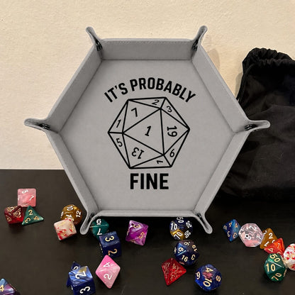 Natural One Probably Fine - DICE TRAY Natural One Dice Tray | Foldable PU Leather D&D Tray