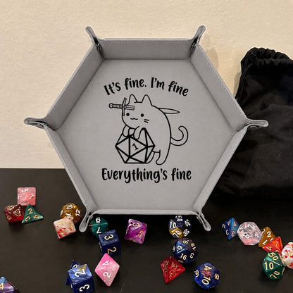 Critical Fail Cat - DICE TRAY Critical Fail Cat Dice Tray | Foldable PU Leather D&D Tray