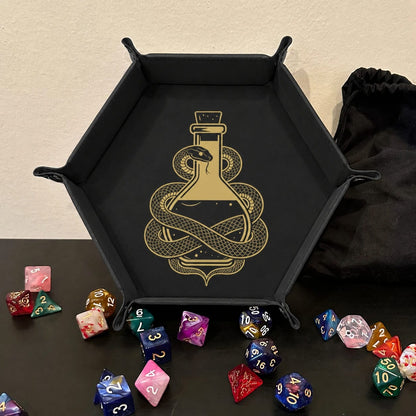 Snake And Alchemy Potion - DICE TRAY Snake And Alchemy Potion Dice Tray | Foldable PU Leather D&D Tray