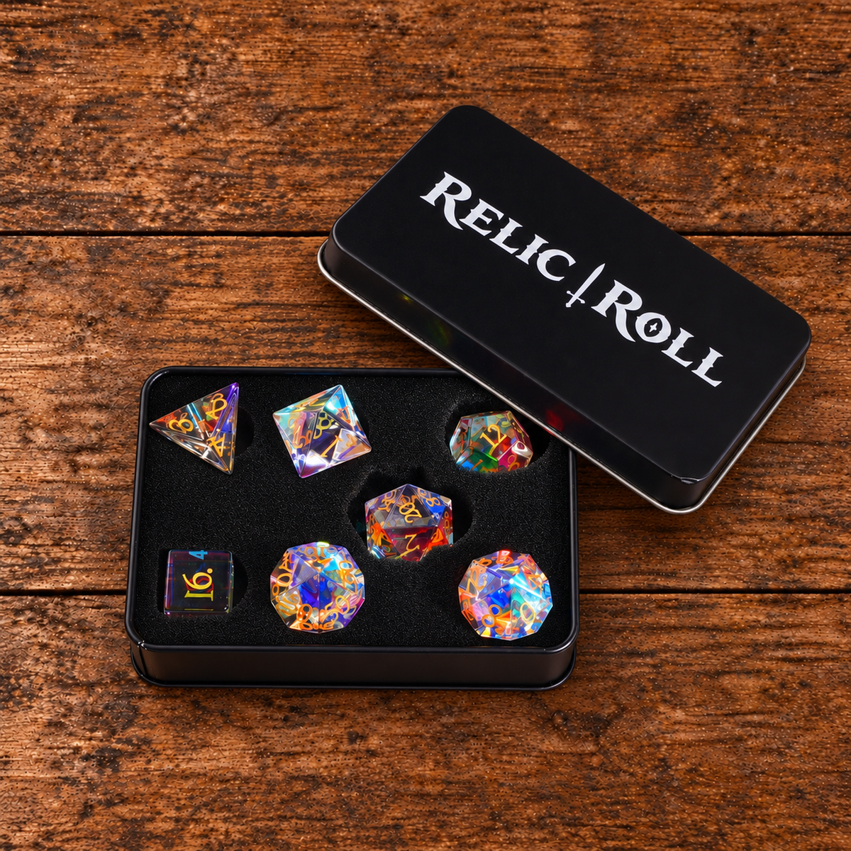 Prismatic Veil Iridescent Crystal gemstone DnD dice set - image 2