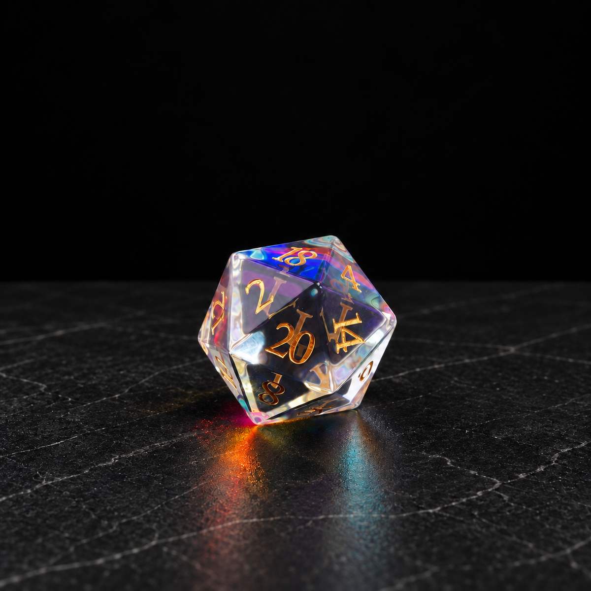 Prismatic Veil Iridescent Crystal gemstone DnD dice set - image 4