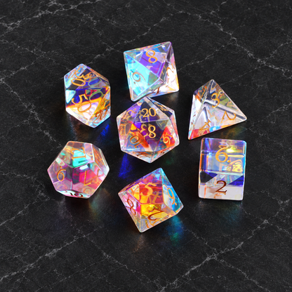 Prismatic Veil Iridescent Crystal gemstone DnD dice set - image 5