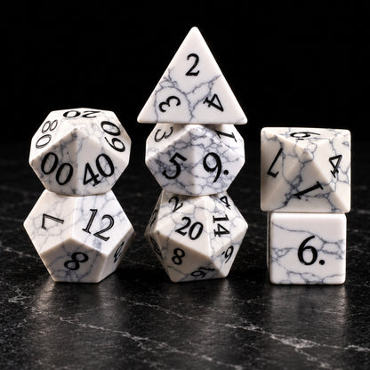 Winterweb Relic - complete seven-piece gemstone dice set