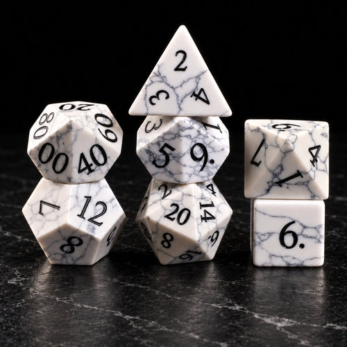 Winterweb Relic - complete seven-piece gemstone dice set