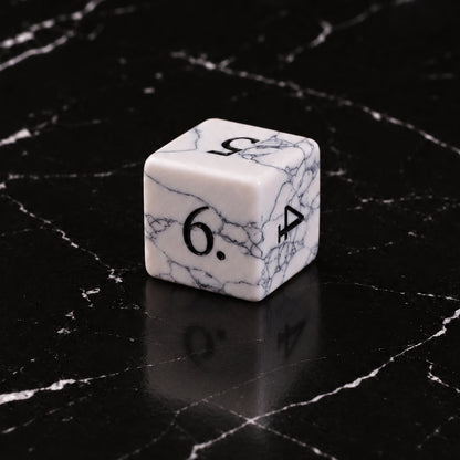 Winterweb Relic - D6 gemstone die on black marble