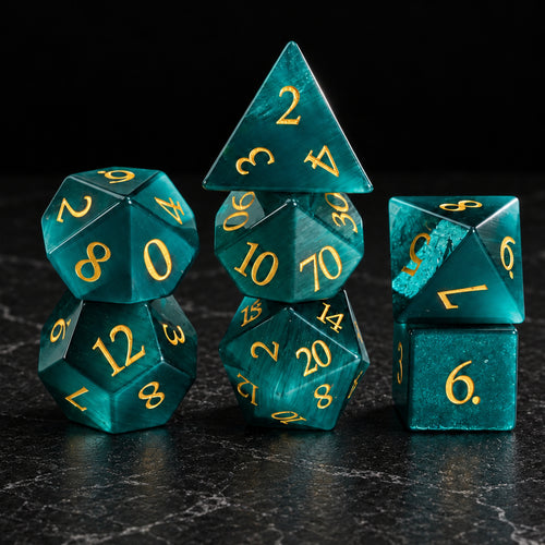 Heart of the Wildwood - complete seven-piece gemstone dice set