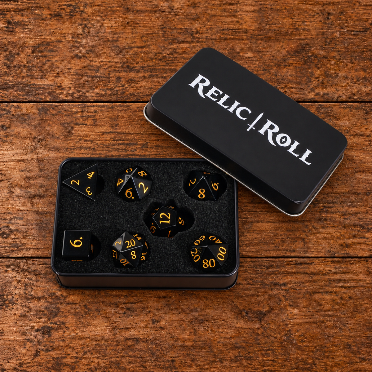 Night Sovereign gemstone DnD dice set image 01