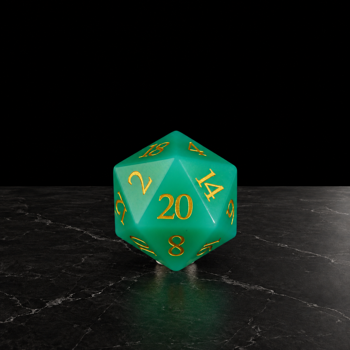 Viridian Opal - Green Opalite Gemstone Dice Set - D20 detail