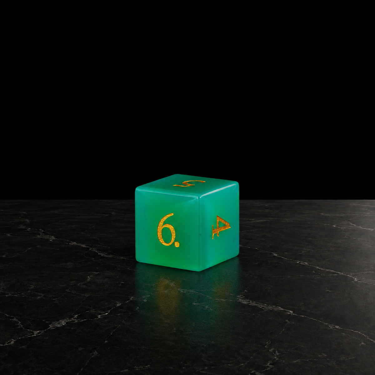 Viridian Opal - Green Opalite Gemstone Dice Set - D6 detail