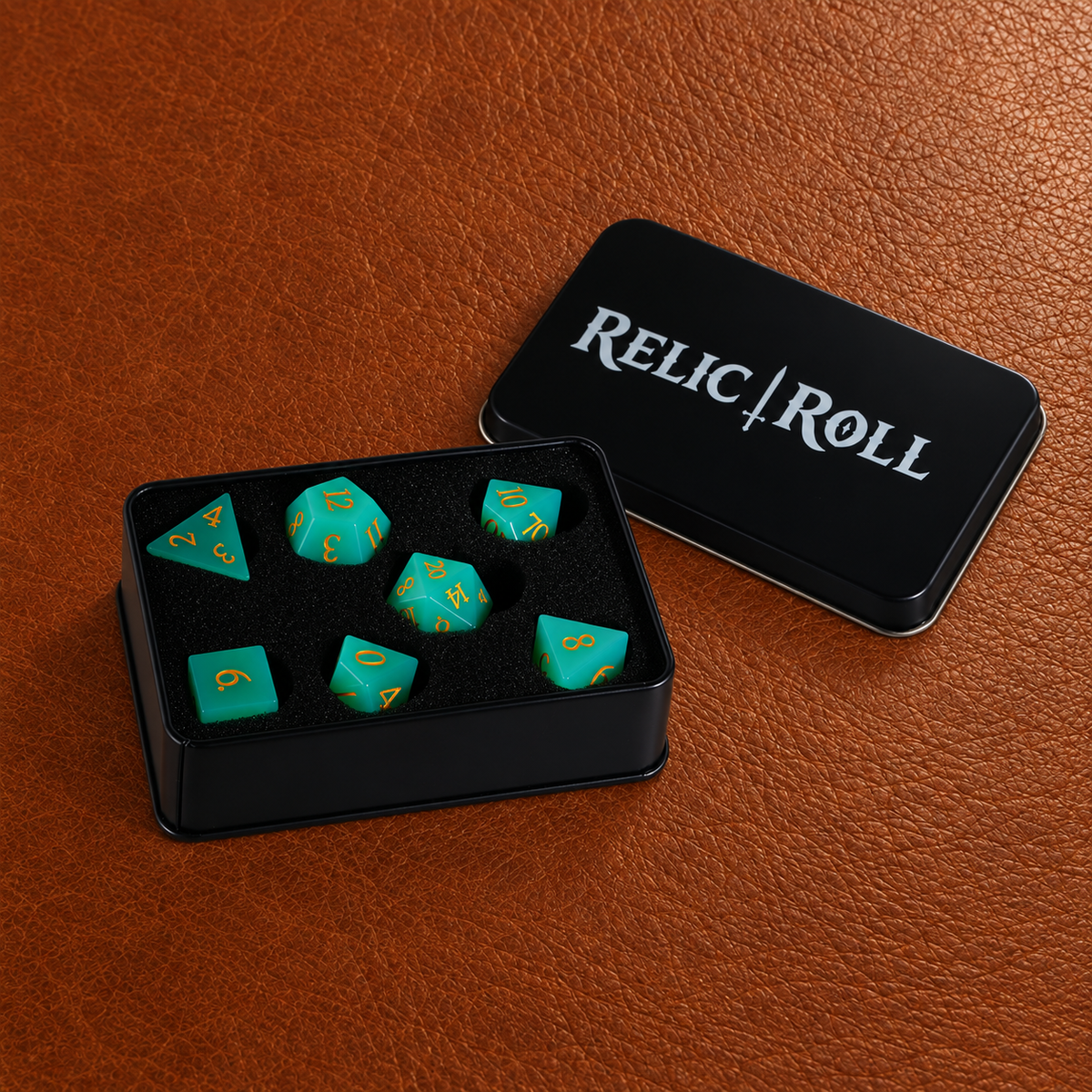 Viridian Opal - Green Opalite Gemstone Dice Set - packaging