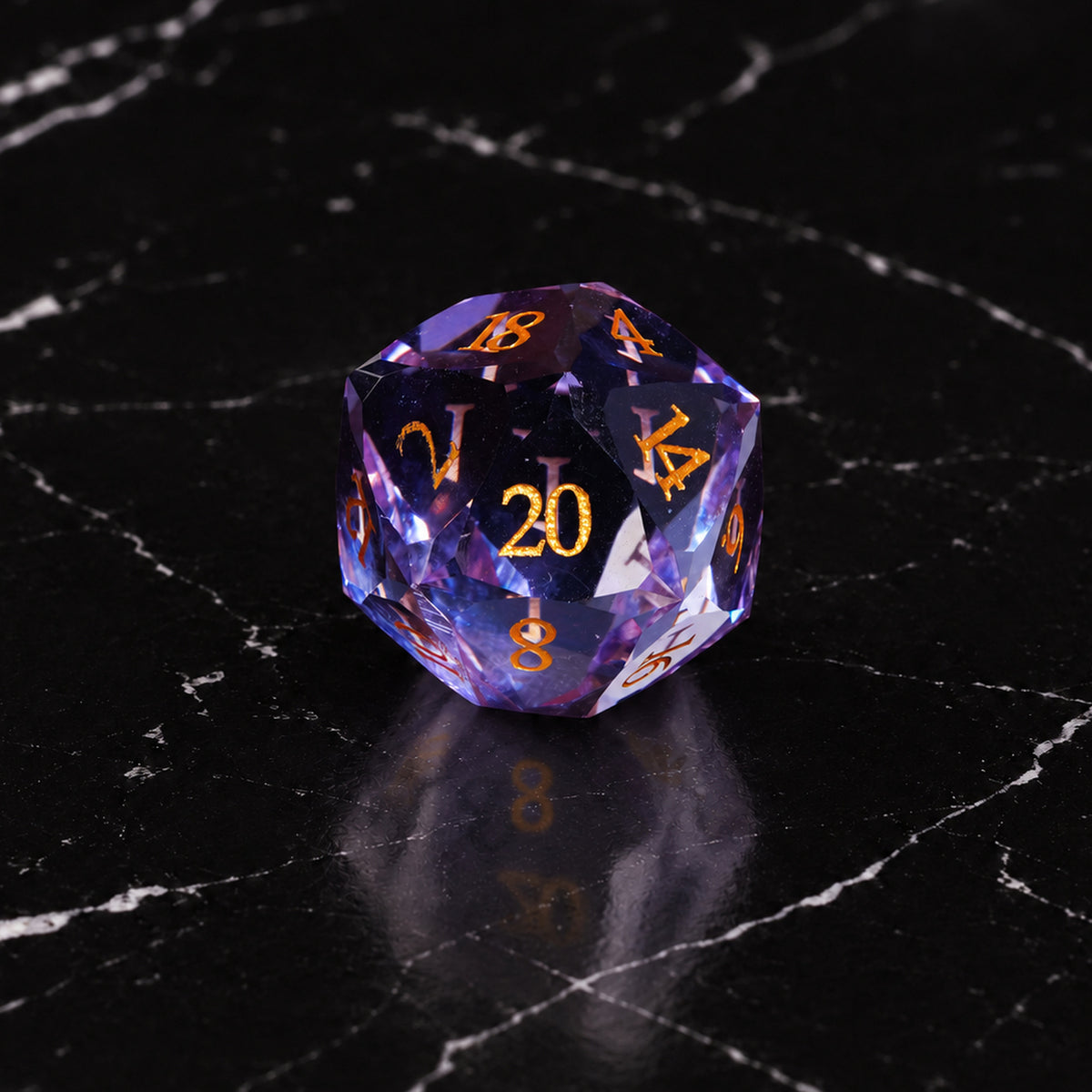 Violet Starvault D20 - Light Purple Gemstone DnD dice set