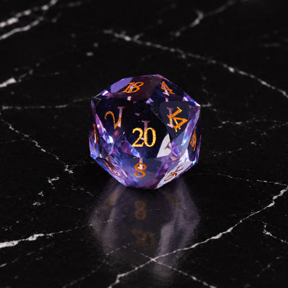 Violet Starvault D20 - Light Purple Gemstone DnD dice set