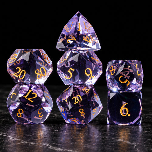 Violet Starvault main - Light Purple Gemstone DnD dice set
