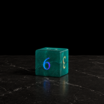 Aurora Cipher - Frosted Teal Glass Dice Set - D6 detail