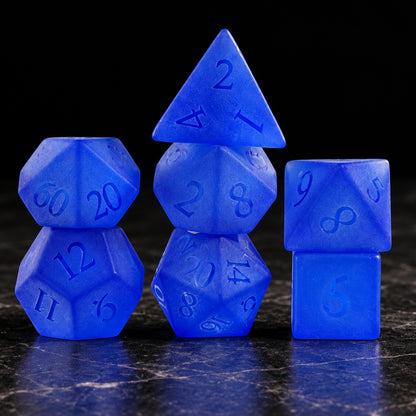 Azure Phantom main - Blue Gemstone DnD dice set
