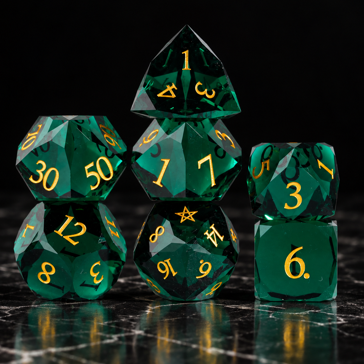 Evergreen Starfall - Gemstone Dice Set - image 1