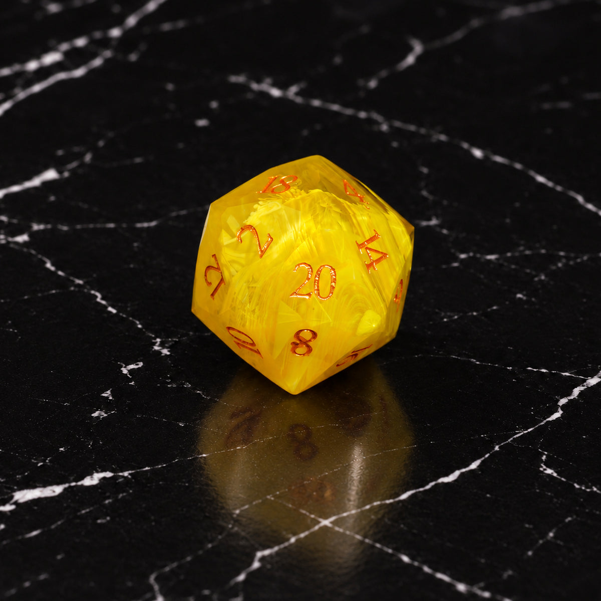 Sunforge Aurora D20 - Yellow Aurora Brushed Gemstone DnD dice set