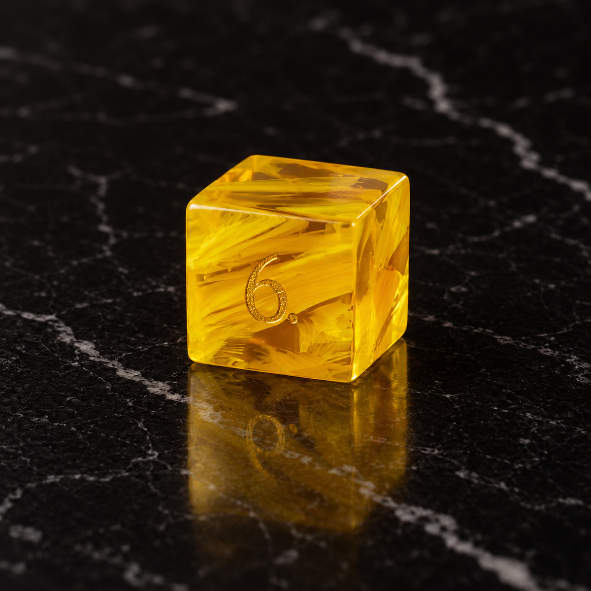 Sunforge Aurora D6 - Yellow Aurora Brushed Gemstone DnD dice set