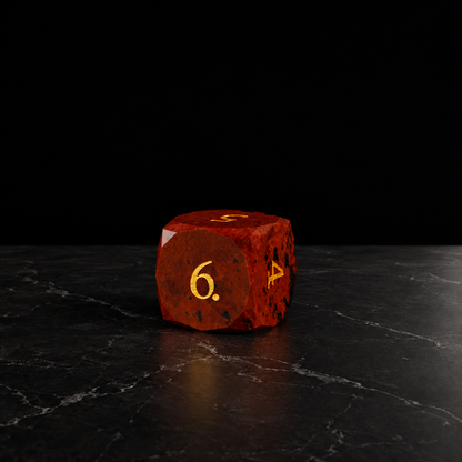 Emberwood Relic - Faceted Red Brown Stone Dice Set - D6 detail