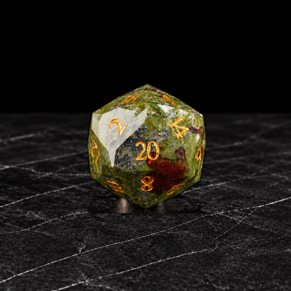 Mosaic Earth Multicolor Mineral Stone DnD dice D20 detail