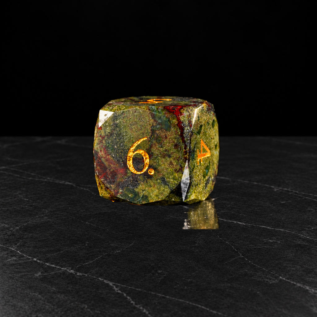 Mosaic Earth Multicolor Mineral Stone DnD dice D6 detail