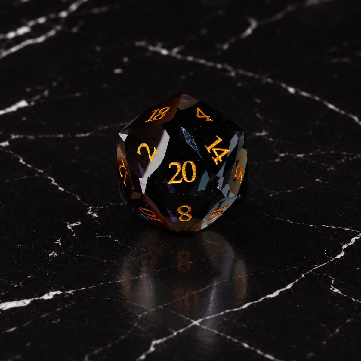 Shadowglass Oath D20 - Dark Green Glass DnD dice set
