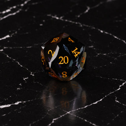 Shadowglass Oath D20 - Dark Green Glass DnD dice set