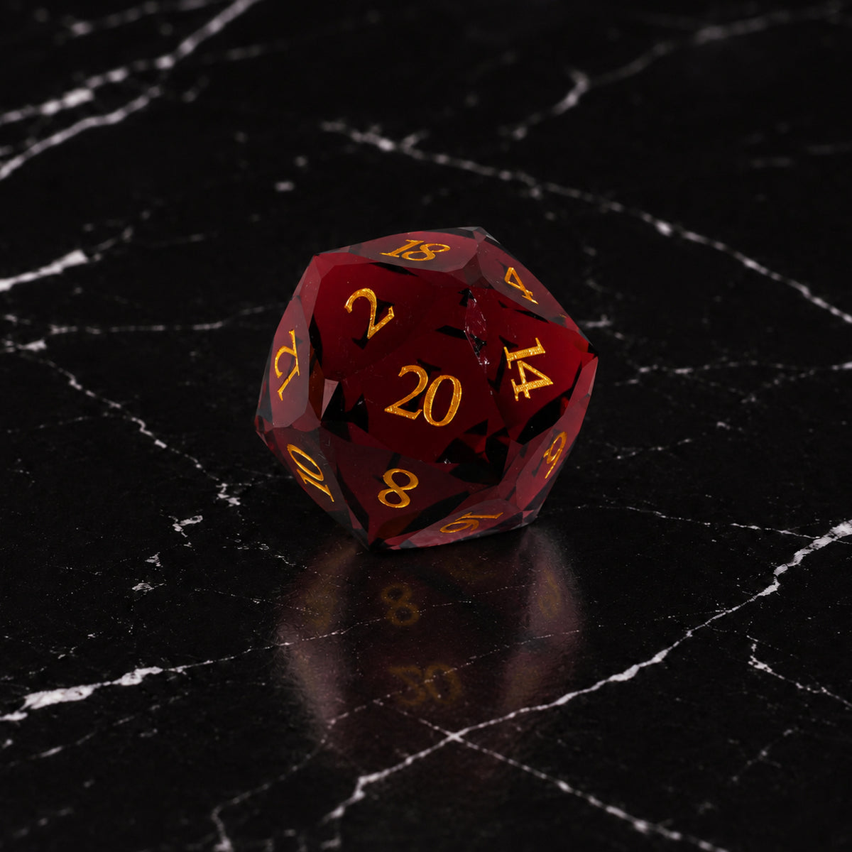 Emberwood Relic D20 - Red-Brown Glass DnD dice set