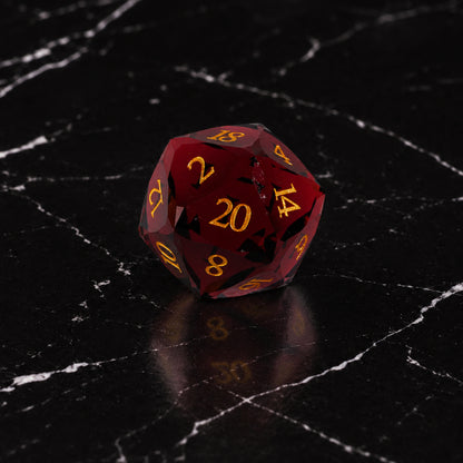 Emberwood Relic D20 - Red-Brown Glass DnD dice set