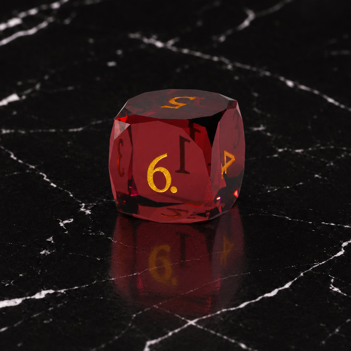 Emberwood Relic D6 - Red-Brown Glass DnD dice set