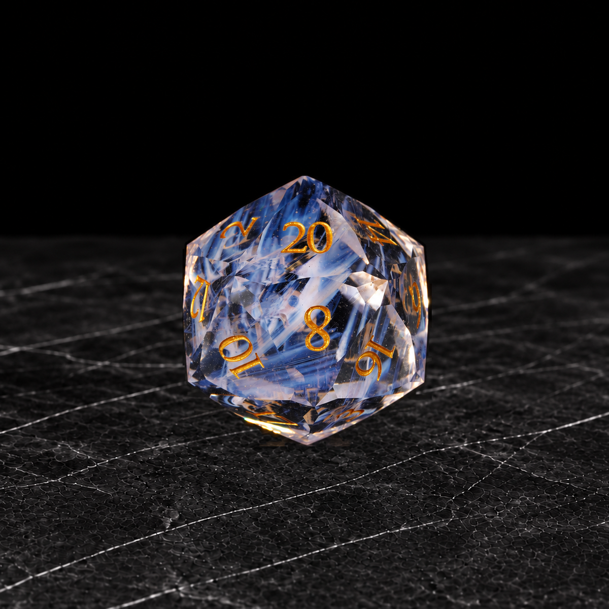 Aurora Veil Aurora Brushed Glass DnD dice D20 detail