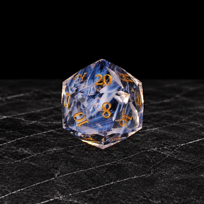 Aurora Veil Aurora Brushed Glass DnD dice D20 detail
