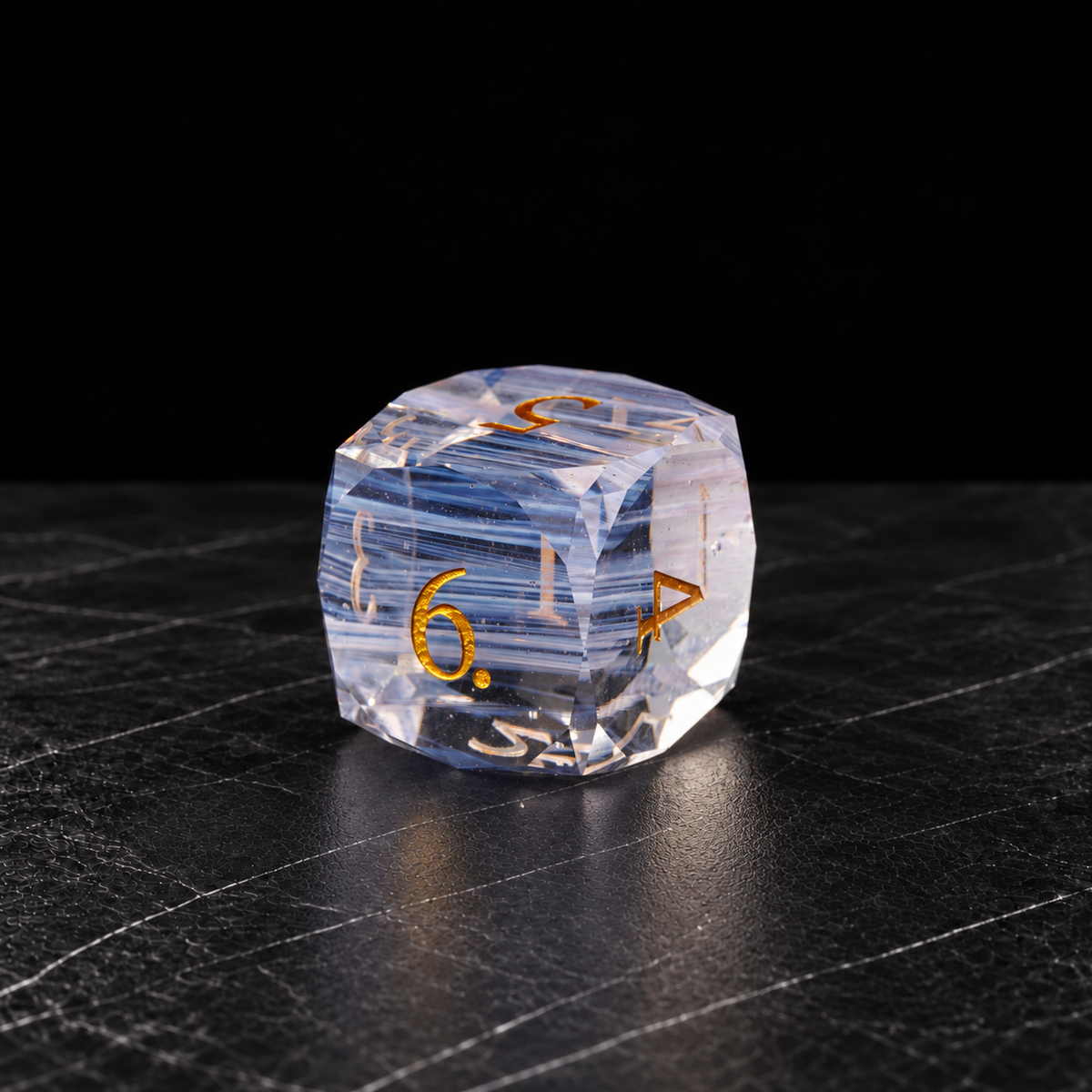 Aurora Veil Aurora Brushed Glass DnD dice D6 detail