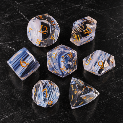 Aurora Veil Aurora Brushed Glass DnD dice overhead view