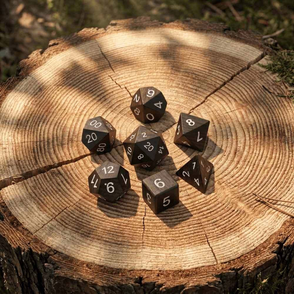 Handmade Wood Dice Set Wood Dice Set for DND, 7pcs Handmade Polyhedral RPG Dice, Natural Wooden Dice for Dungeons and Dragons