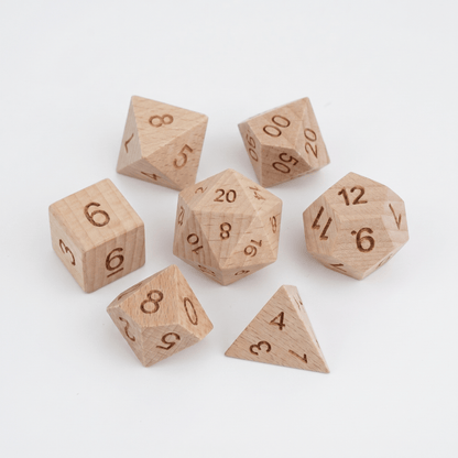 Handmade Wood Dice Set Wood Dice Set for DND, 7pcs Handmade Polyhedral RPG Dice, Natural Wooden Dice for Dungeons and Dragons