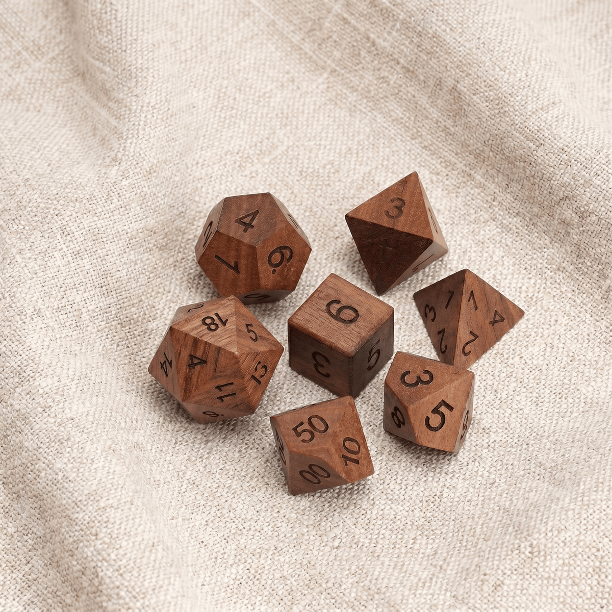 Handmade Wood Dice Set Wood Dice Set for DND, 7pcs Handmade Polyhedral RPG Dice, Natural Wooden Dice for Dungeons and Dragons
