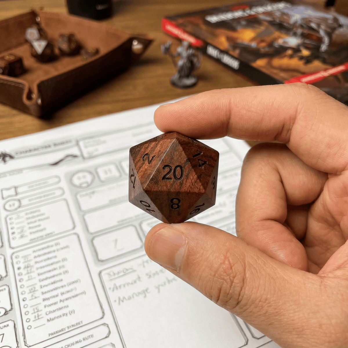 Handmade Wood Dice Set Wood Dice Set for DND, 7pcs Handmade Polyhedral RPG Dice, Natural Wooden Dice for Dungeons and Dragons